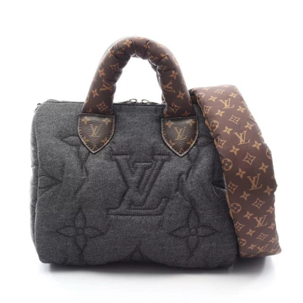 Louis Vuitton Speedy Bandouliere LV Pillow Handbag Canvas Gray Brown